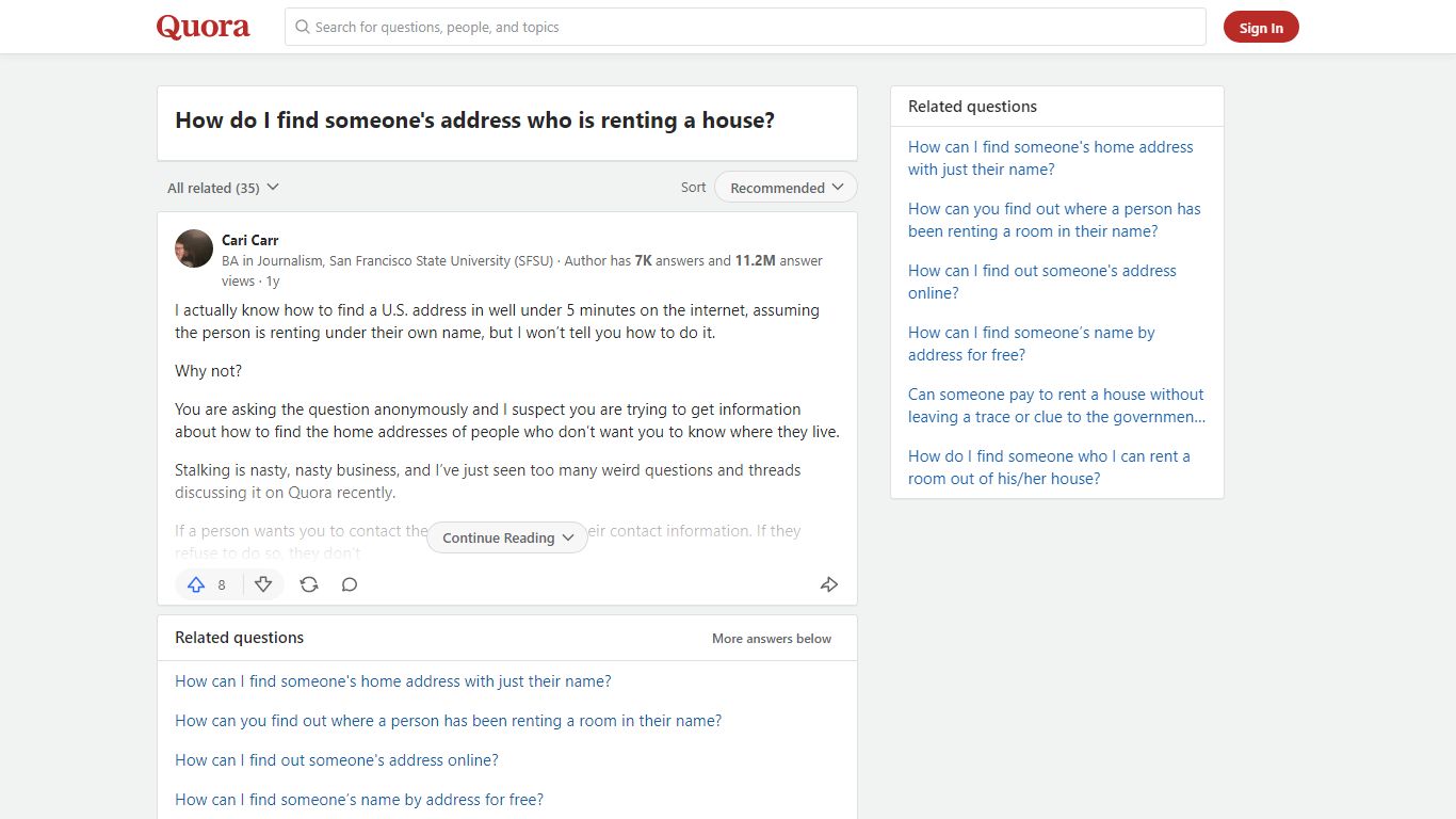 How to find someone's address who is renting a house - Quora